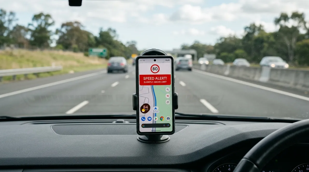 Application CamSam affichée sur un smartphone au tableau de bord