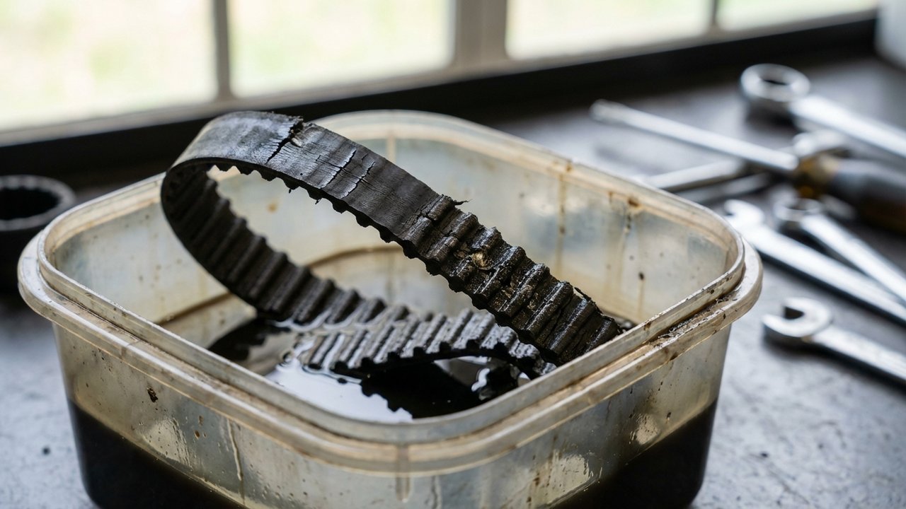 Courroie de distribution PureTech effilochée par immersion dans l'huile