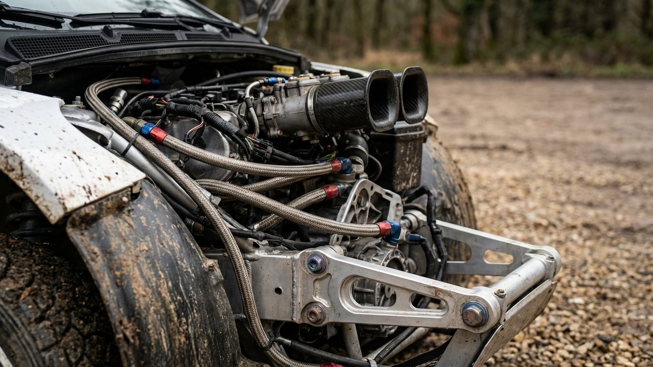 Détails techniques d'une voiture de compétition sur Mikado Racing