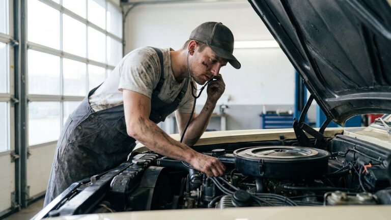 Diagnostic d'un bruit moteur à la décélération avec stéthoscope