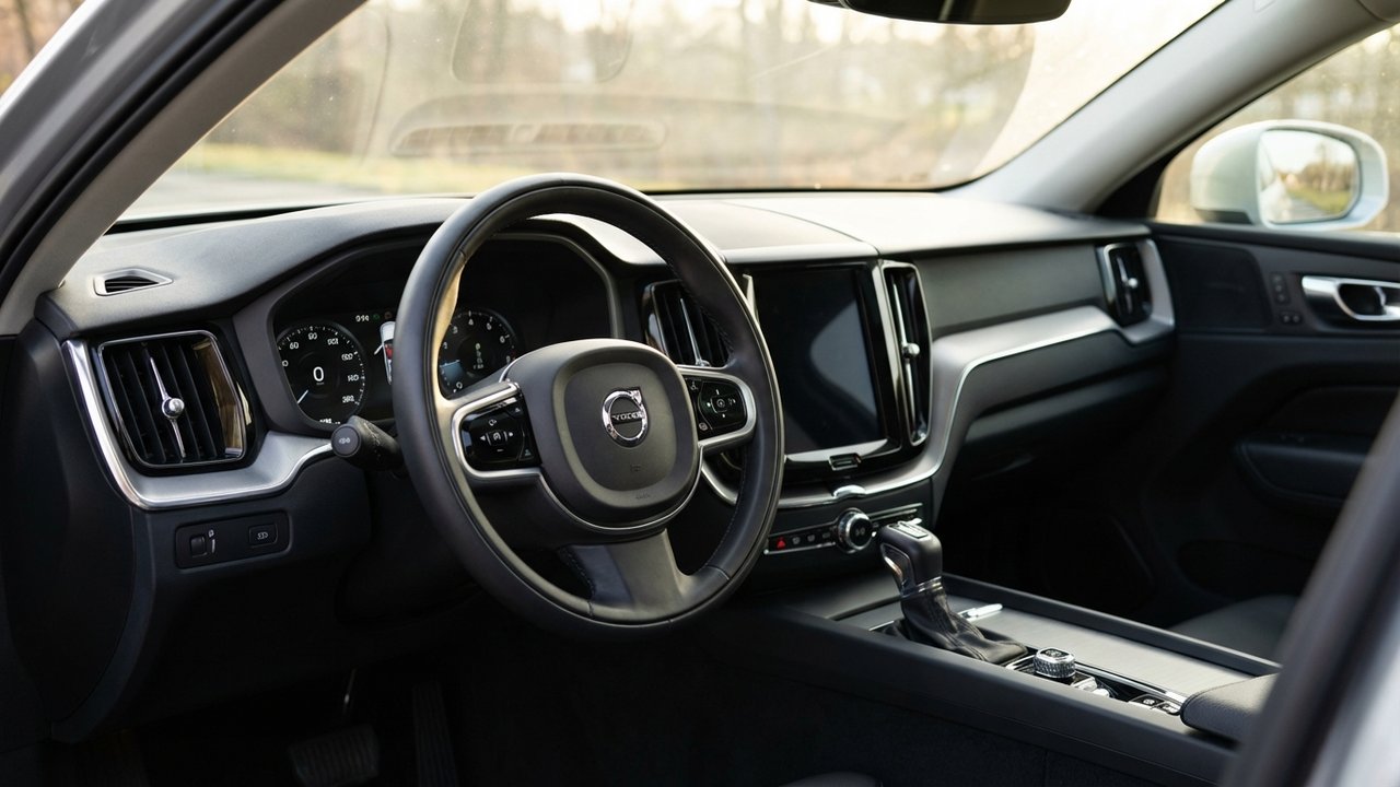 Intérieur d'une voiture avec boîte automatique et levier de vitesse