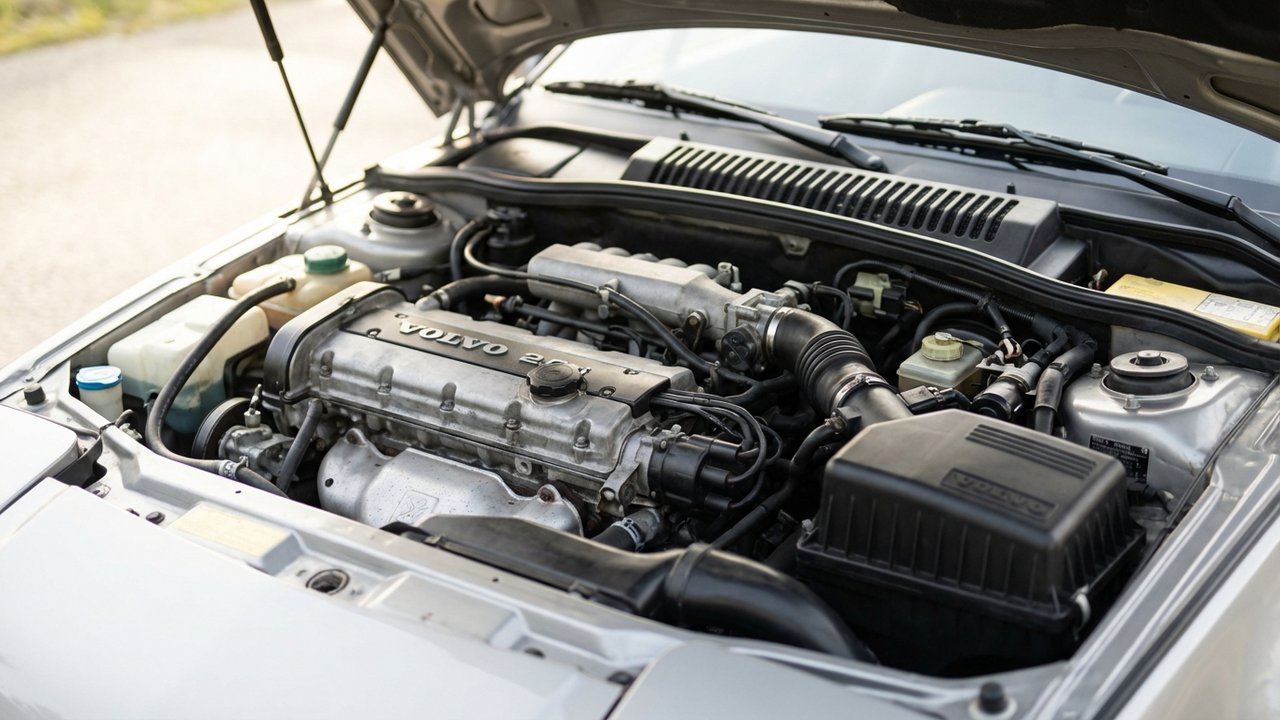 Moteur 2.0i B20F de la Volvo 480 S visible sous le capot