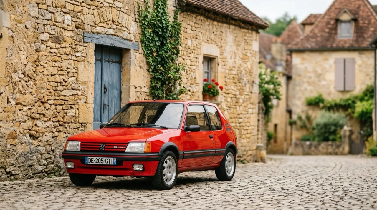 Peugeot 205 GTI rouge, icône des anciennes Peugeot