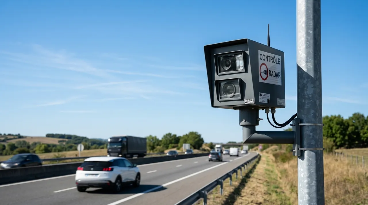 Radar fixe installé sur une autoroute française