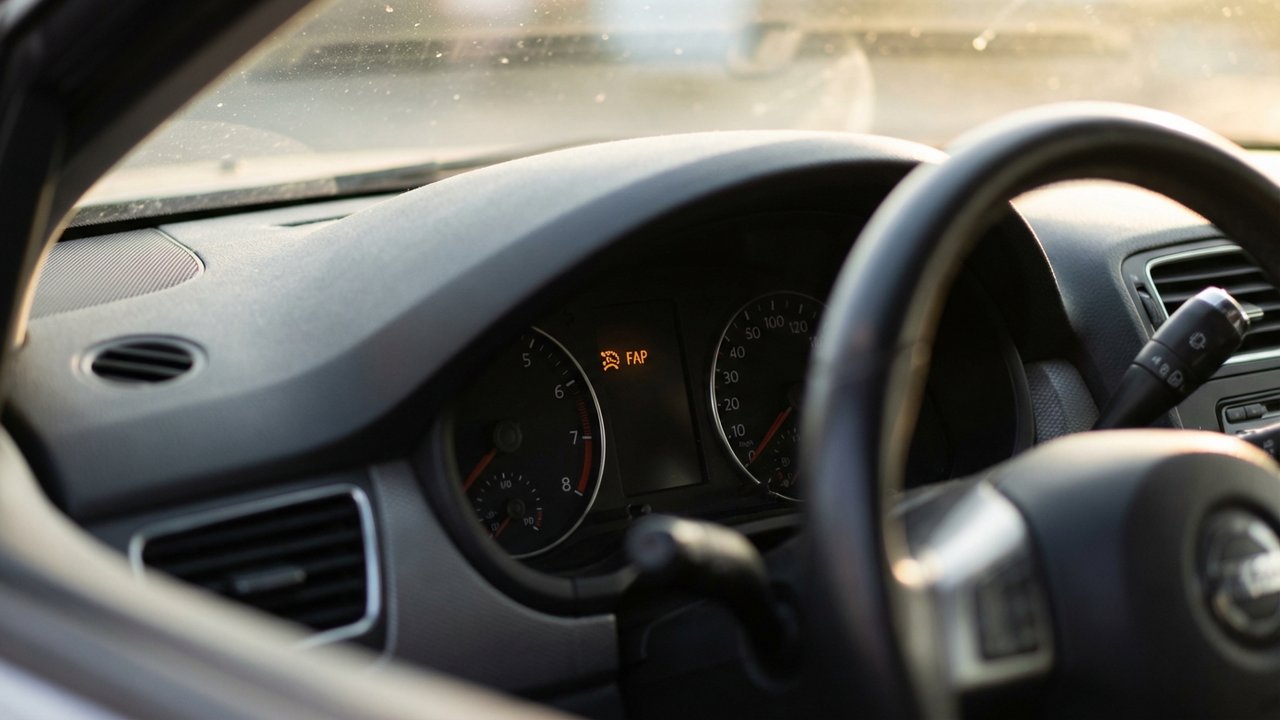 Voyant FAP allumé sur le tableau de bord d'une voiture
