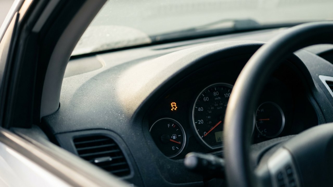 Voyant orange clignotant sur le tableau de bord d'un véhicule