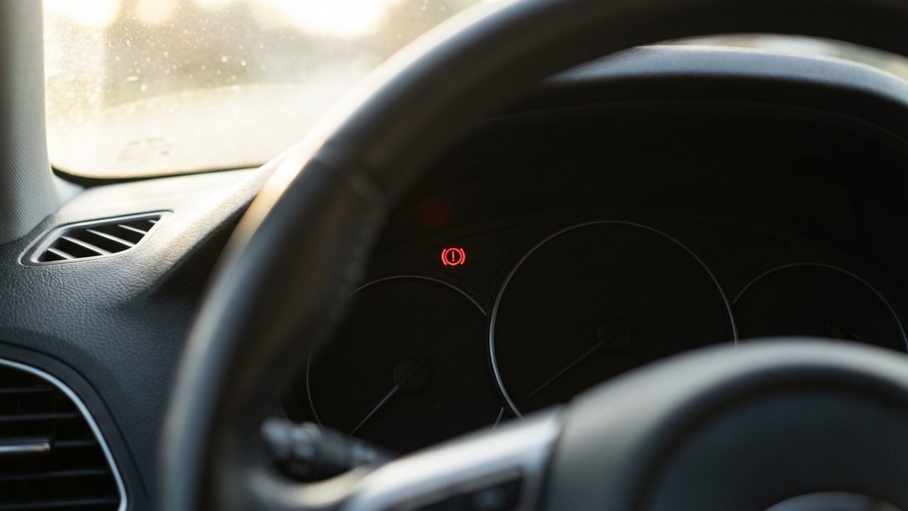 Voyant rouge d'urgence sur le tableau de bord d'une automobile