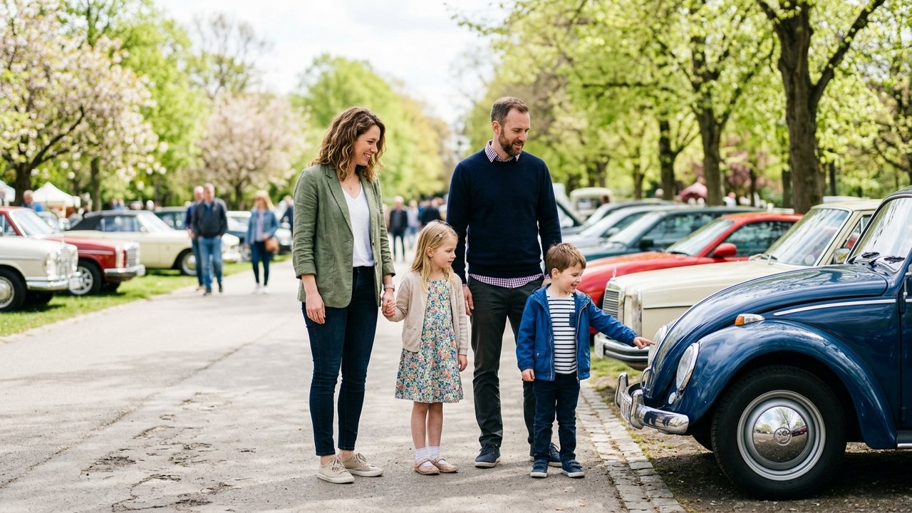 Familles cherchant à acheter une voiture d'occasion au printemps