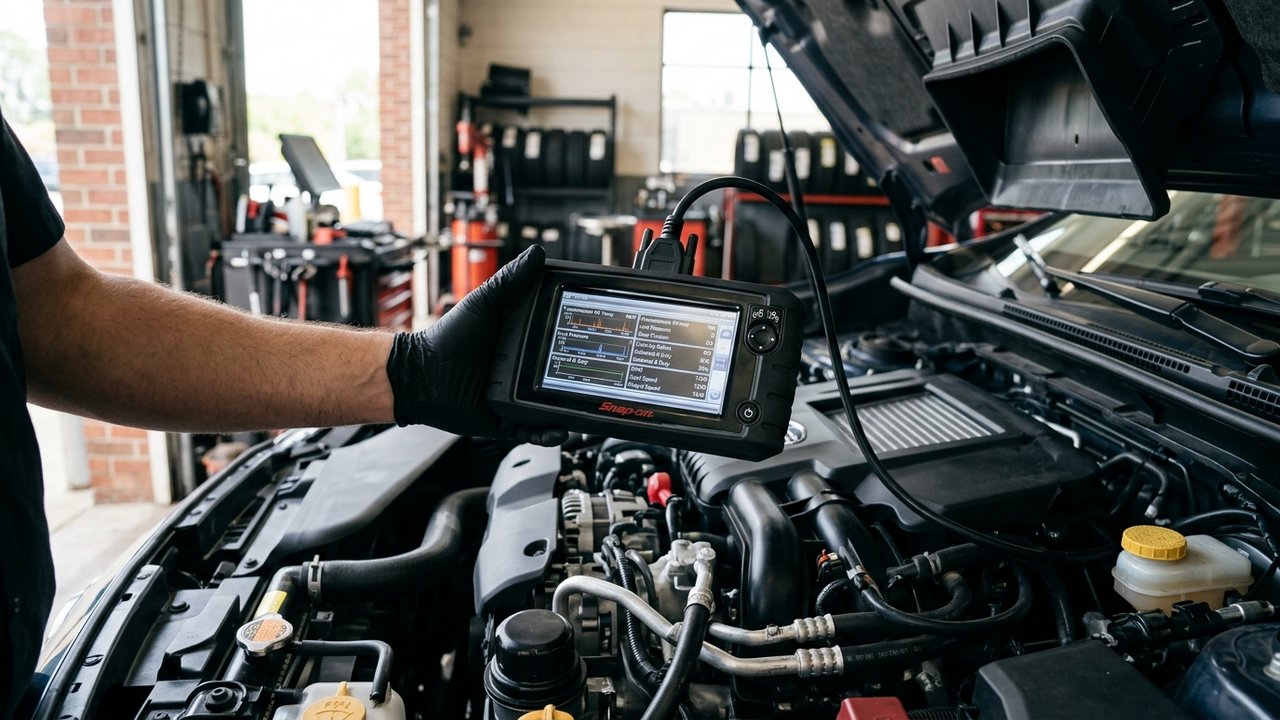Valise de diagnostic paramétrant une boîte automatique EAT6
