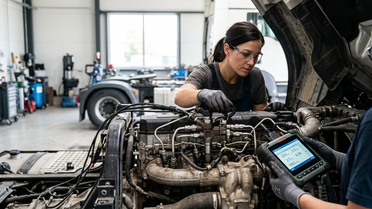 Inspection d'un injecteur diesel défaillant lors d'un test moteur