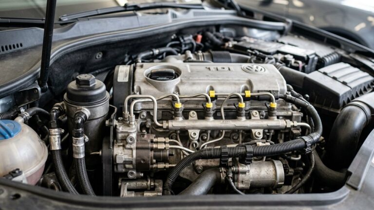 Moteur diesel avec circuit d'alimentation et filtre carburant