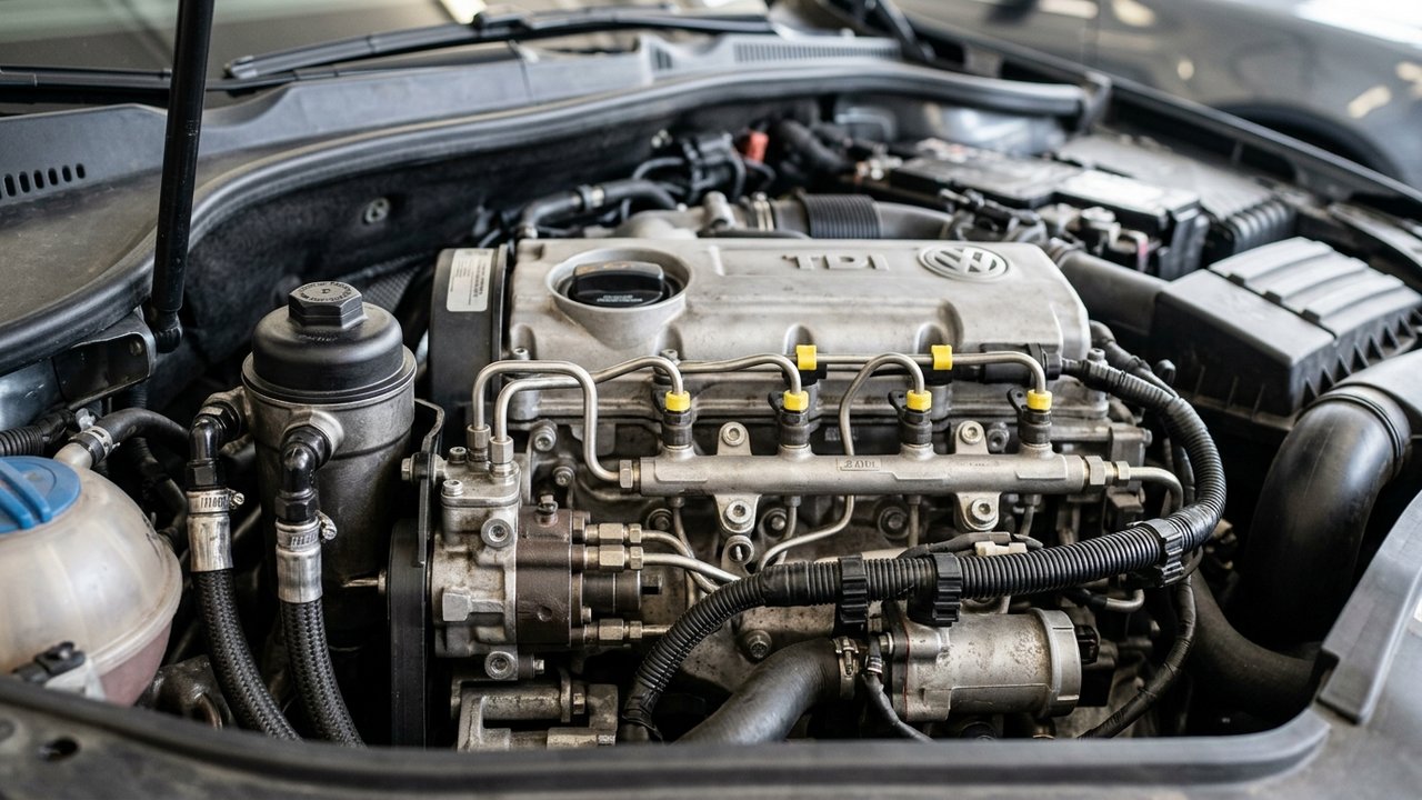 Moteur diesel avec circuit d'alimentation et filtre carburant