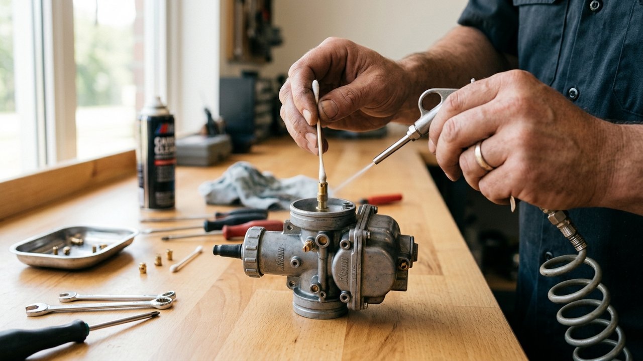 Nettoyage d'un gicleur de carburateur à l'air comprimé