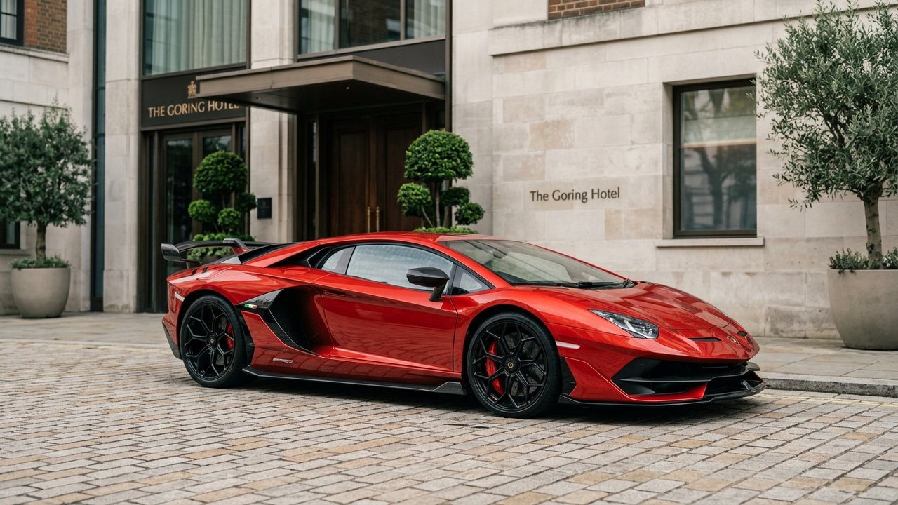 Lamborghini Aventador d'occasion rouge, supercar italienne de luxe