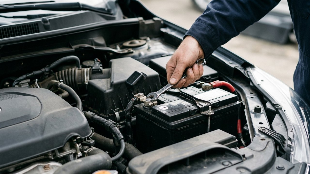 Débranchement du câble négatif de la batterie d'une voiture