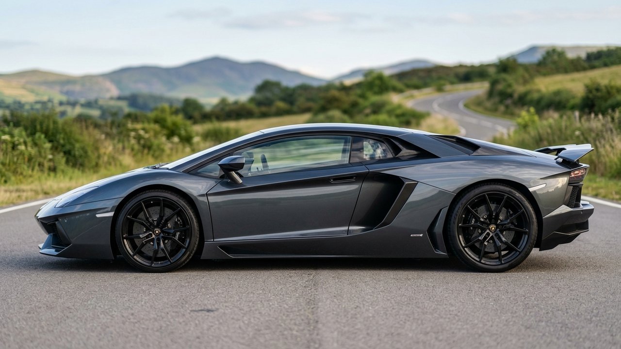 Lamborghini Aventador vue de profil, supercar italienne avec moteur V12