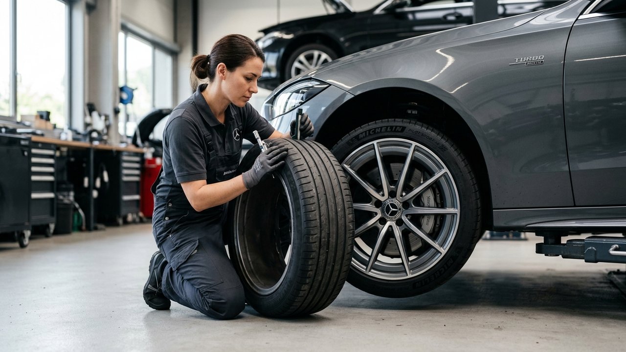 Vérification de l'usure des pneus et de l'alignement Mercedes Classe C