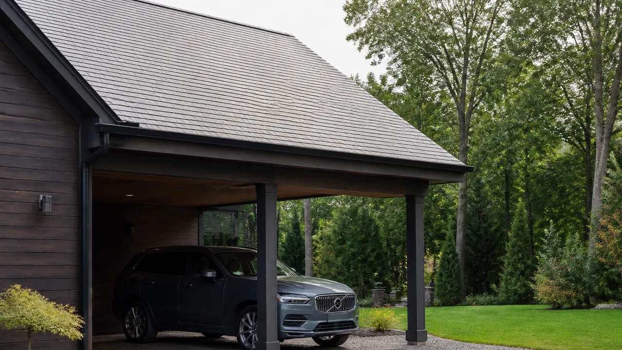 Abri voiture carport adossé pour protéger une voiture