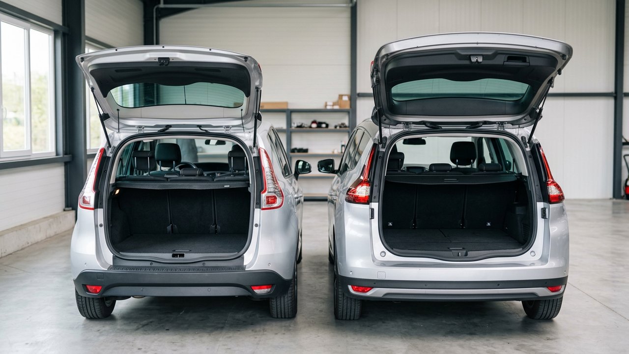 Comparaison de l'espace intérieur du coffre entre Scenic 3 et Grand Scenic 3