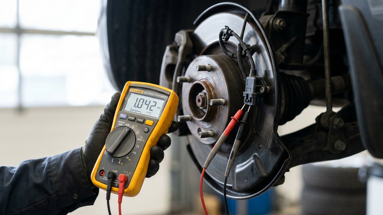 Mesure de la résistance d'un capteur ABS inductif au multimètre