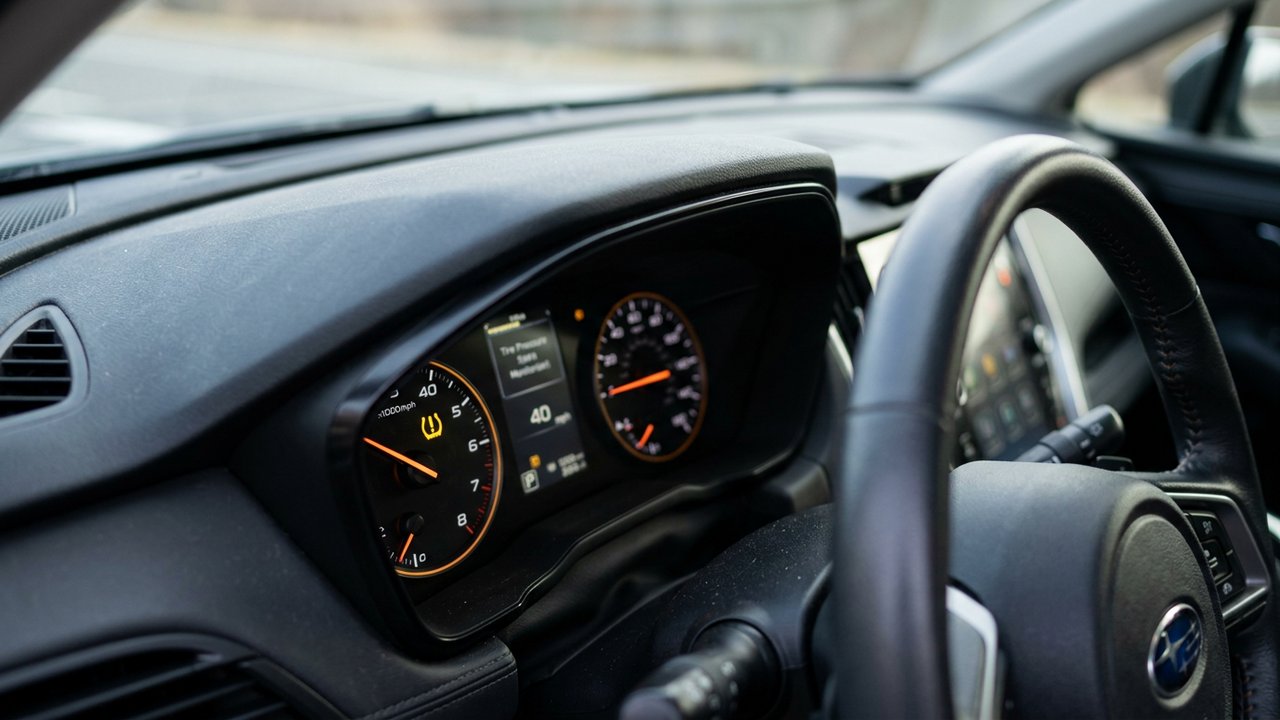 Voyant TPMS allumé sur le tableau de bord d'une Fiat Panda