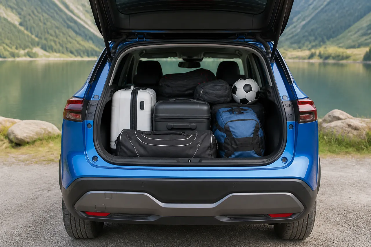 Taille du coffre Qashqai chargé de valises et sacs de sport